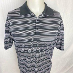4/$25 Nike Golf Men's Medium Dri-Fit Polo Shirt Black White Stripe Short Sleeve‎